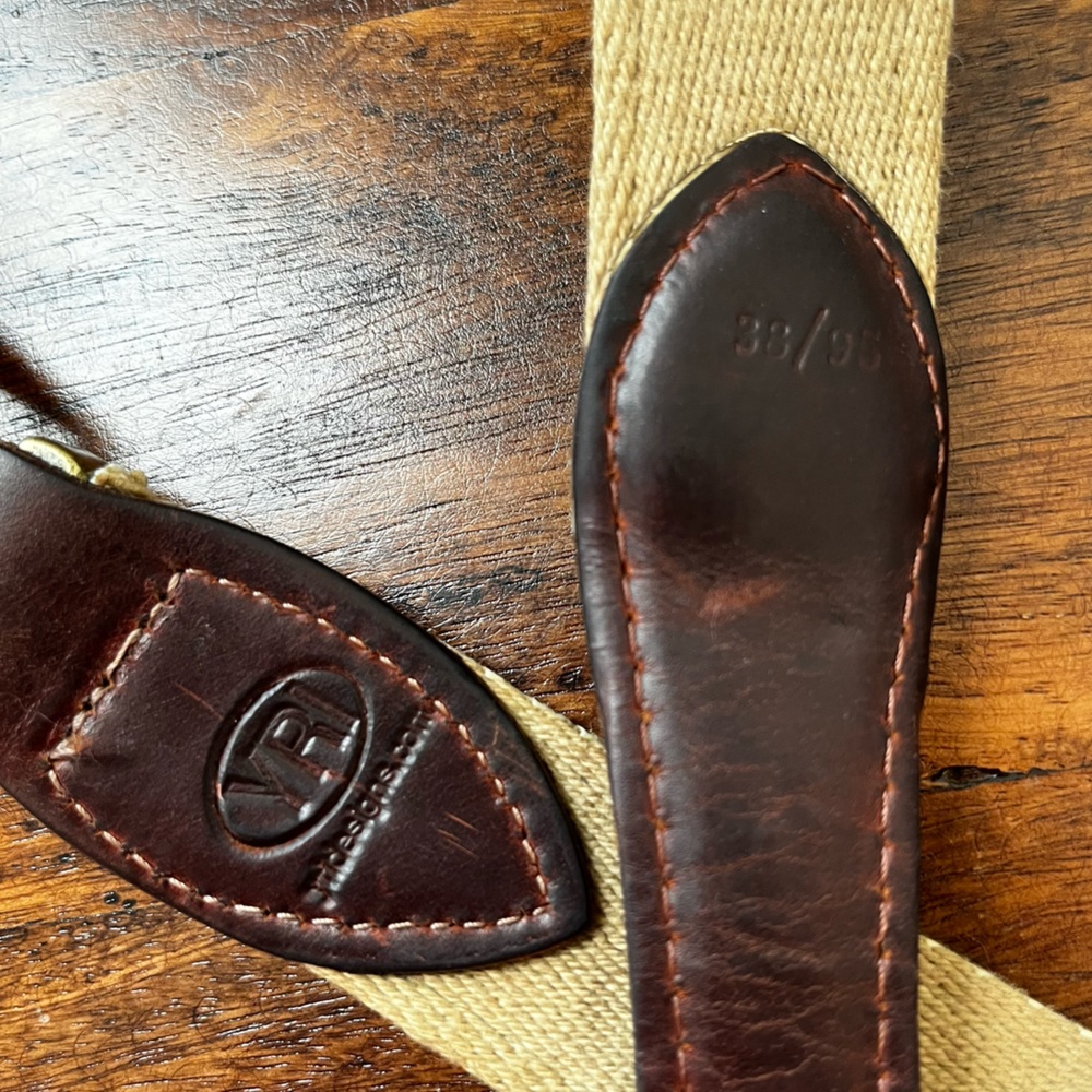 YRI Olde Florida Golf Club 38 Leather Brass Ribbon Belt - Picture 3 of 5